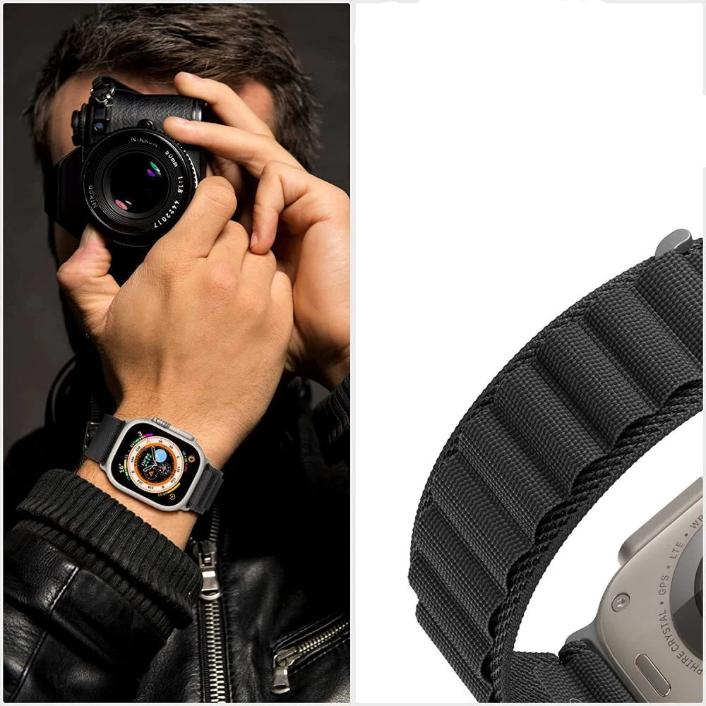 Apple Watch Ultra 4 Viedpulksteņu siksniņas melns TECH-PROTECT NYLON PRO (49 mm)