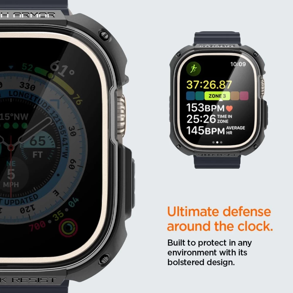 Apple Watch Ultra 4 Aizsargvāciņi un maciņi melns SPIGEN TOUGH ARMOR (49mm)