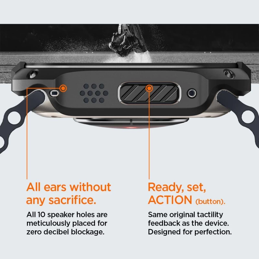 Apple Watch Ultra 4 Aizsargvāciņi un maciņi melns SPIGEN TOUGH ARMOR (49mm)