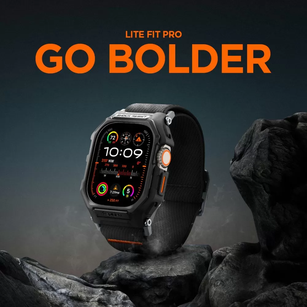 Apple Watch Ultra 4 Viedpulksteņu siksniņas melns SPIGEN LITE FIT ”PRO” (49 mm)