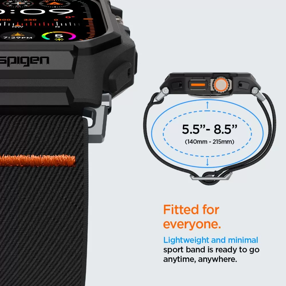 Apple Watch Ultra 4 Viedpulksteņu siksniņas melns SPIGEN LITE FIT ”PRO” (49 mm)