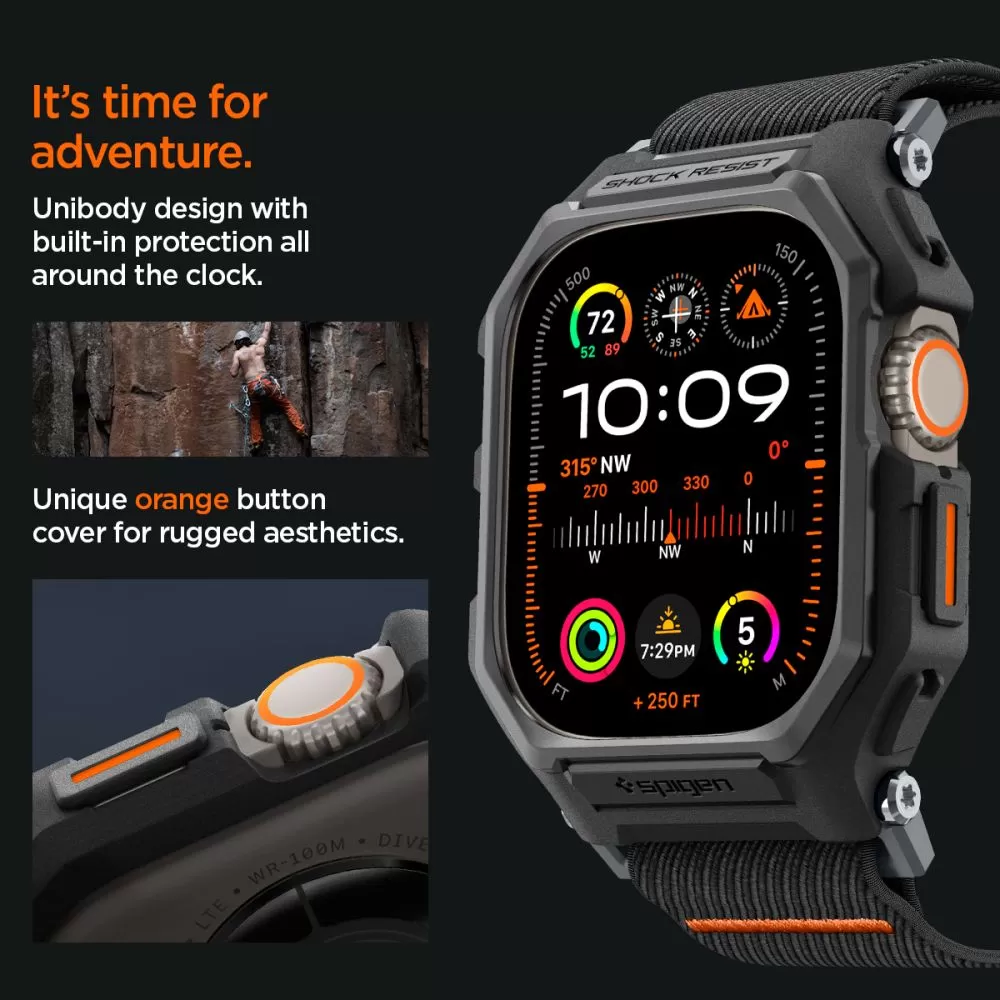 Apple Watch Ultra 4 Viedpulksteņu siksniņas melns SPIGEN LITE FIT ”PRO” (49 mm)