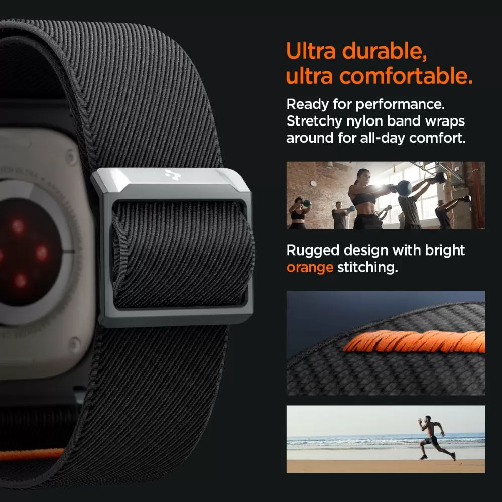 Apple Watch Ultra 4 Viedpulksteņu siksniņas melns SPIGEN LITE FIT ”PRO” (49 mm)
