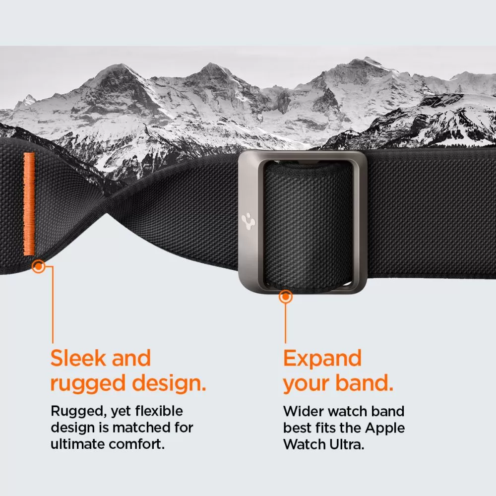 Apple Watch Ultra 4 Viedpulksteņu siksniņas melns SPIGEN LITE FIT ”PRO” (49 mm)