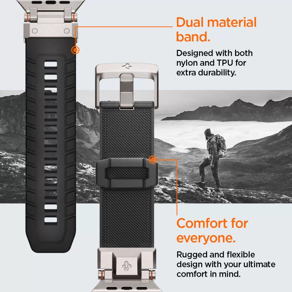 Apple Watch Ultra 4 Viedpulksteņu siksniņas melns SPIGEN DURAPRO ARMOR (49 mm)