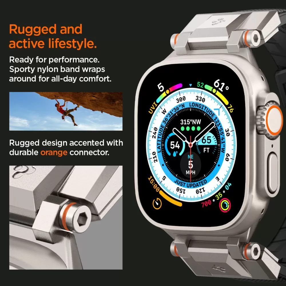 Apple Watch Ultra 4 Viedpulksteņu siksniņas melns SPIGEN DURAPRO ARMOR (49 mm)
