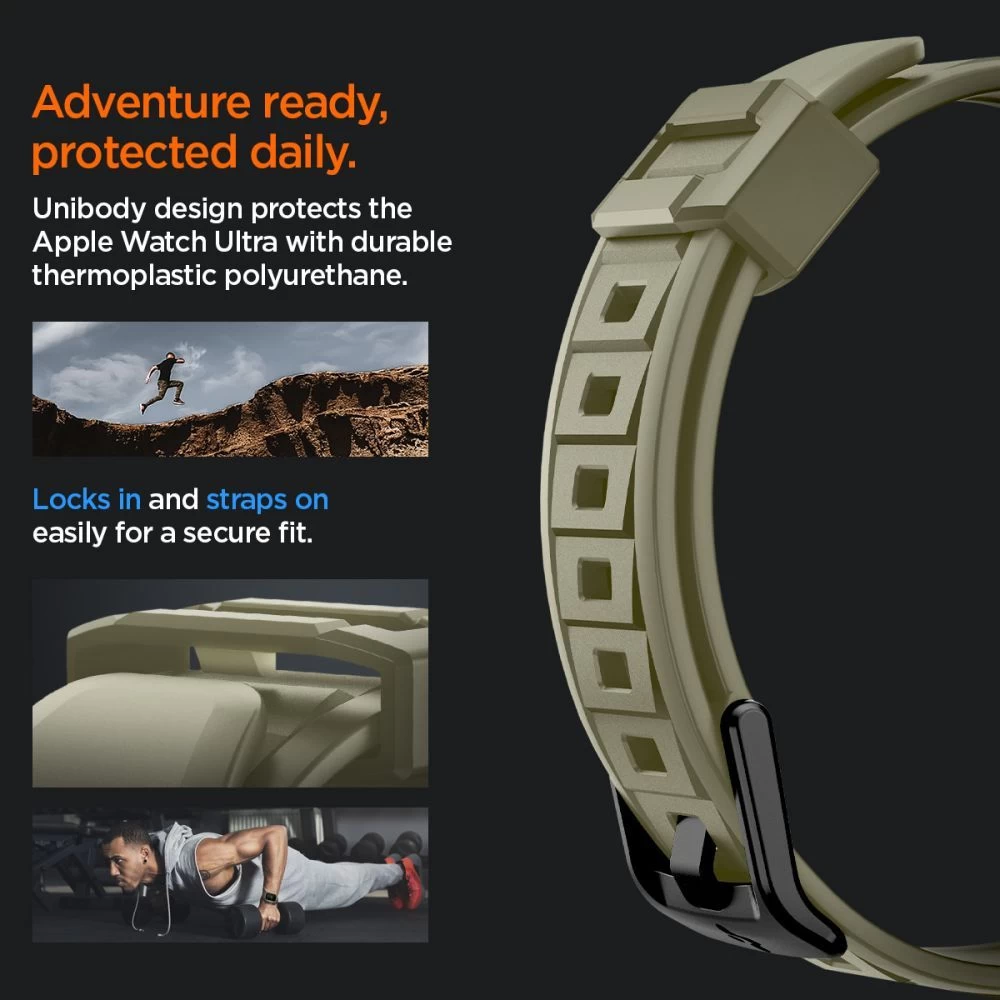 Apple Watch Ultra 4 Viedpulksteņu siksniņas zaļš SPIGEN RUGGED ARMOR ”PRO” (49 mm)