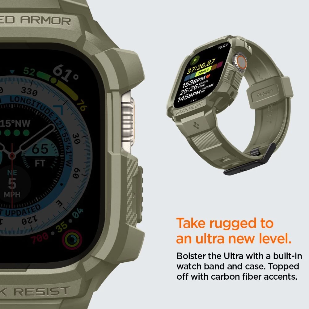Apple Watch Ultra 4 Viedpulksteņu siksniņas zaļš SPIGEN RUGGED ARMOR ”PRO” (49 mm)