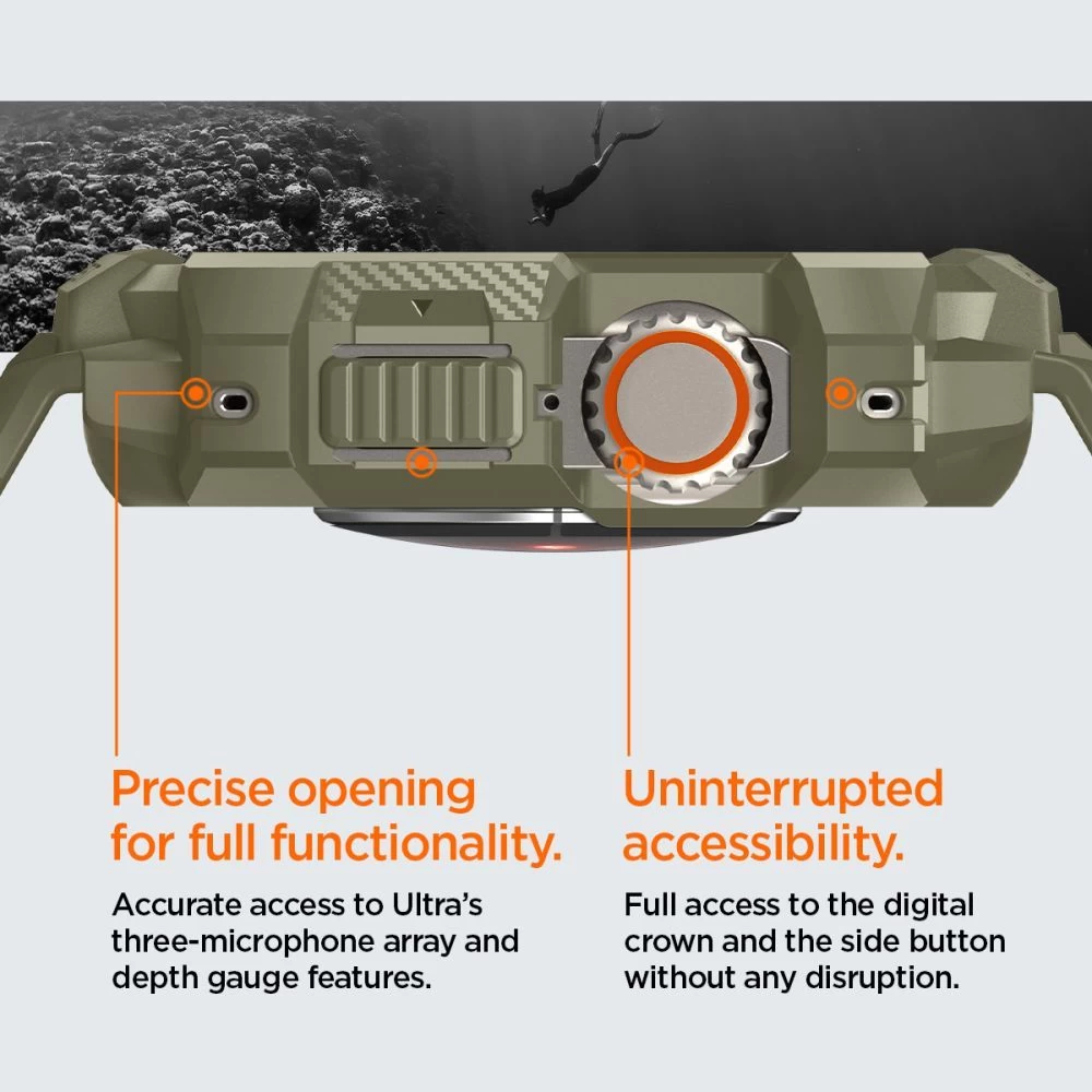 Apple Watch Ultra 4 Viedpulksteņu siksniņas zaļš SPIGEN RUGGED ARMOR ”PRO” (49 mm)