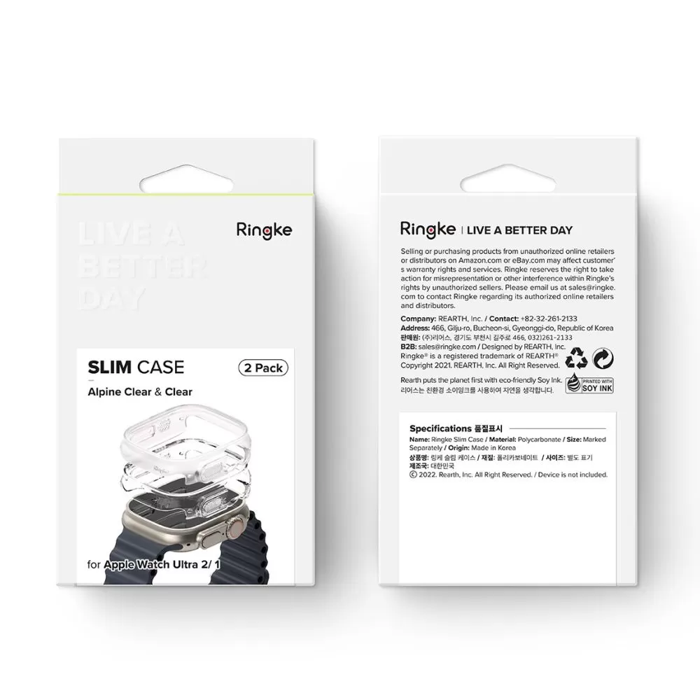 Apple Watch Ultra 4 Aizsargvāciņi un maciņi caurspīdīgs RINGKE SLIM 2-PACK (49 mm)