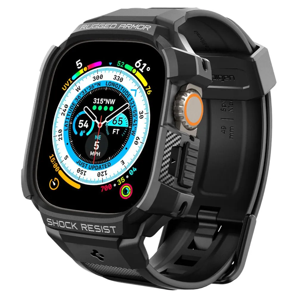 Apple Watch Ultra 4 Viedpulksteņu siksniņas melns SPIGEN RUGGED ARMOR ”PRO” (49 mm)
