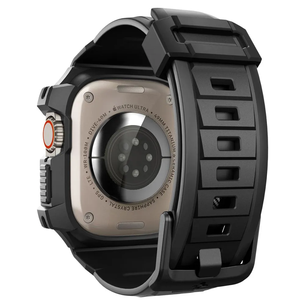 Apple Watch Ultra 4 Viedpulksteņu siksniņas melns SPIGEN RUGGED ARMOR ”PRO” (49 mm)