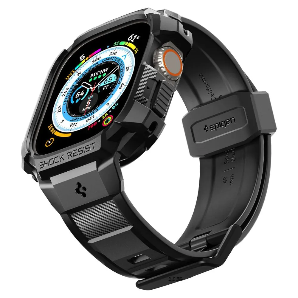 Apple Watch Ultra 4 Viedpulksteņu siksniņas melns SPIGEN RUGGED ARMOR ”PRO” (49 mm)