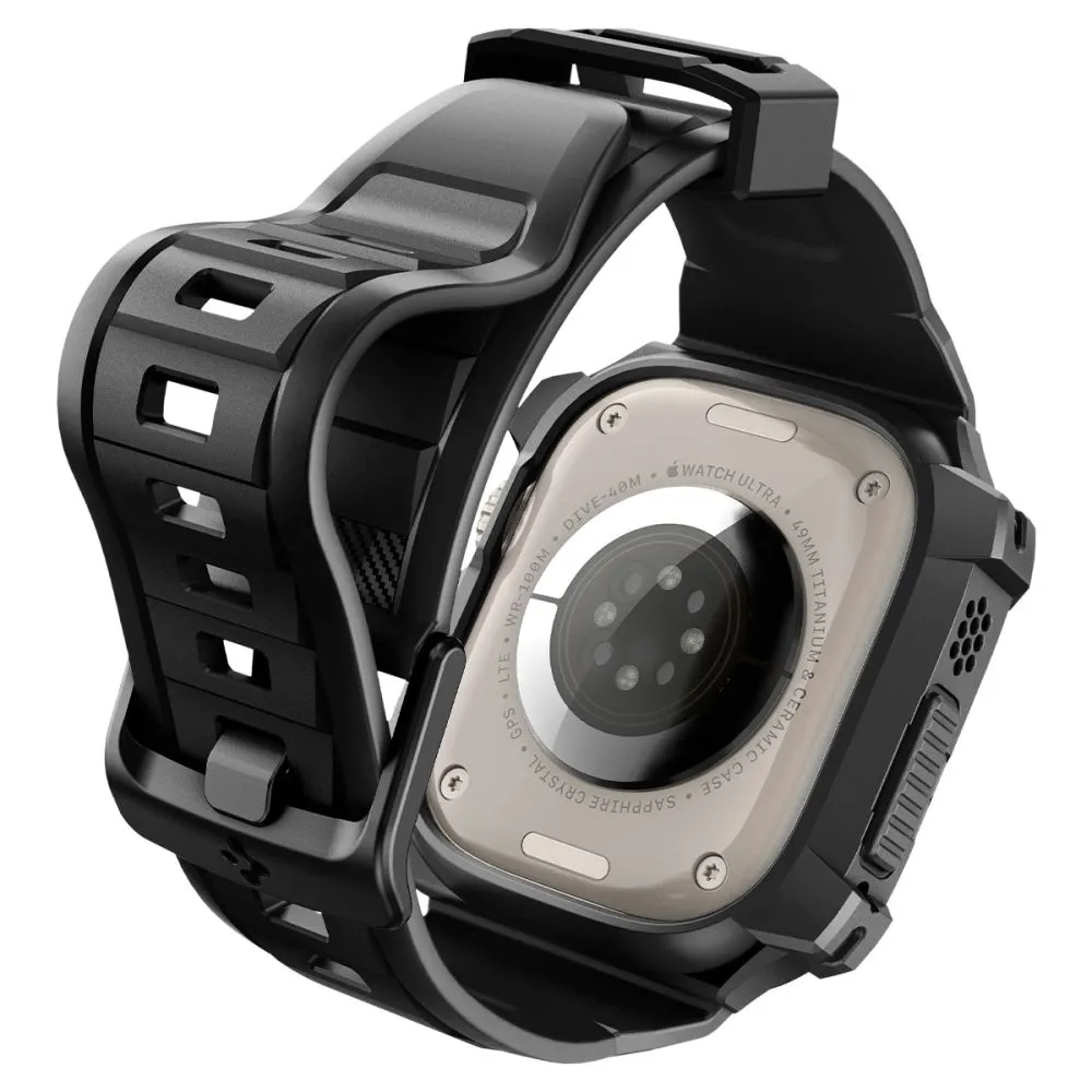 Apple Watch Ultra 4 Viedpulksteņu siksniņas melns SPIGEN RUGGED ARMOR ”PRO” (49 mm)