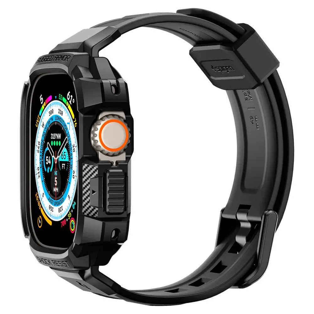 Apple Watch Ultra 4 Viedpulksteņu siksniņas melns SPIGEN RUGGED ARMOR ”PRO” (49 mm)