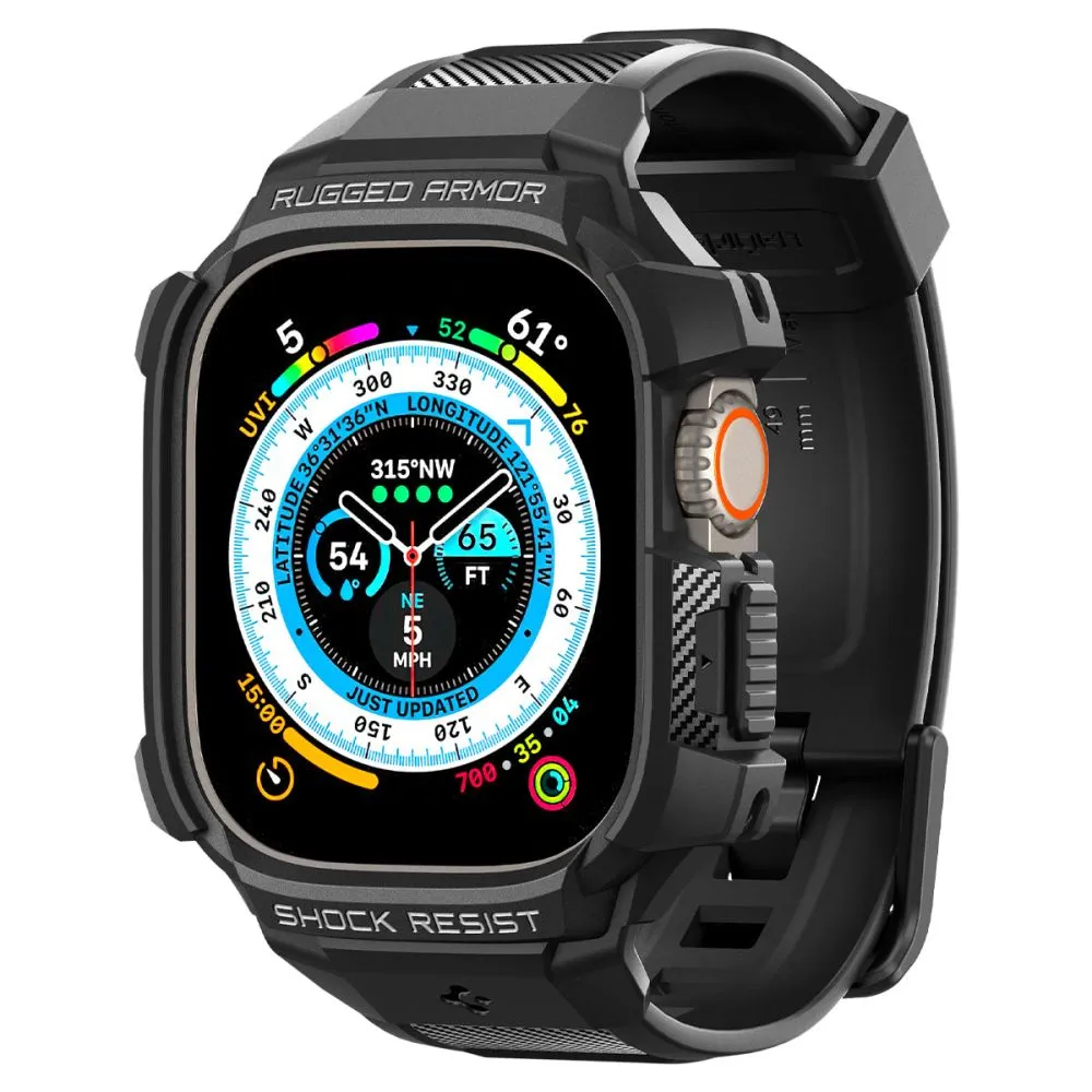 Apple Watch Ultra 4 Viedpulksteņu siksniņas melns SPIGEN RUGGED ARMOR ”PRO” (49 mm)