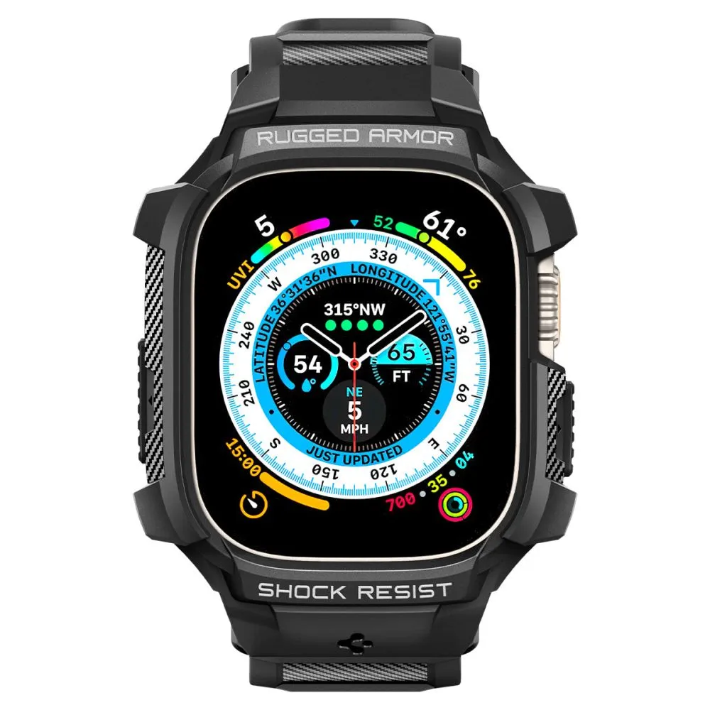 Apple Watch Ultra 4 Viedpulksteņu siksniņas melns SPIGEN RUGGED ARMOR ”PRO” (49 mm)