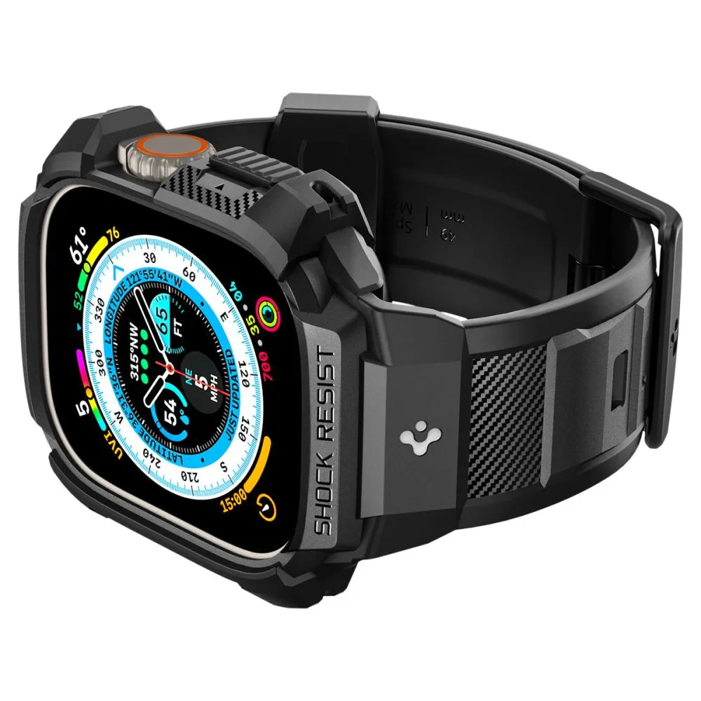 Apple Watch Ultra 4 Viedpulksteņu siksniņas melns SPIGEN RUGGED ARMOR ”PRO” (49 mm)
