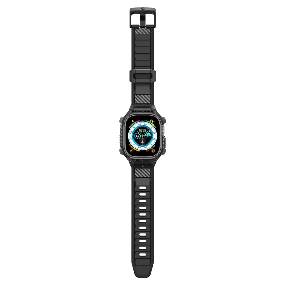 Apple Watch Ultra 4 Viedpulksteņu siksniņas melns SPIGEN RUGGED ARMOR ”PRO” (49 mm)