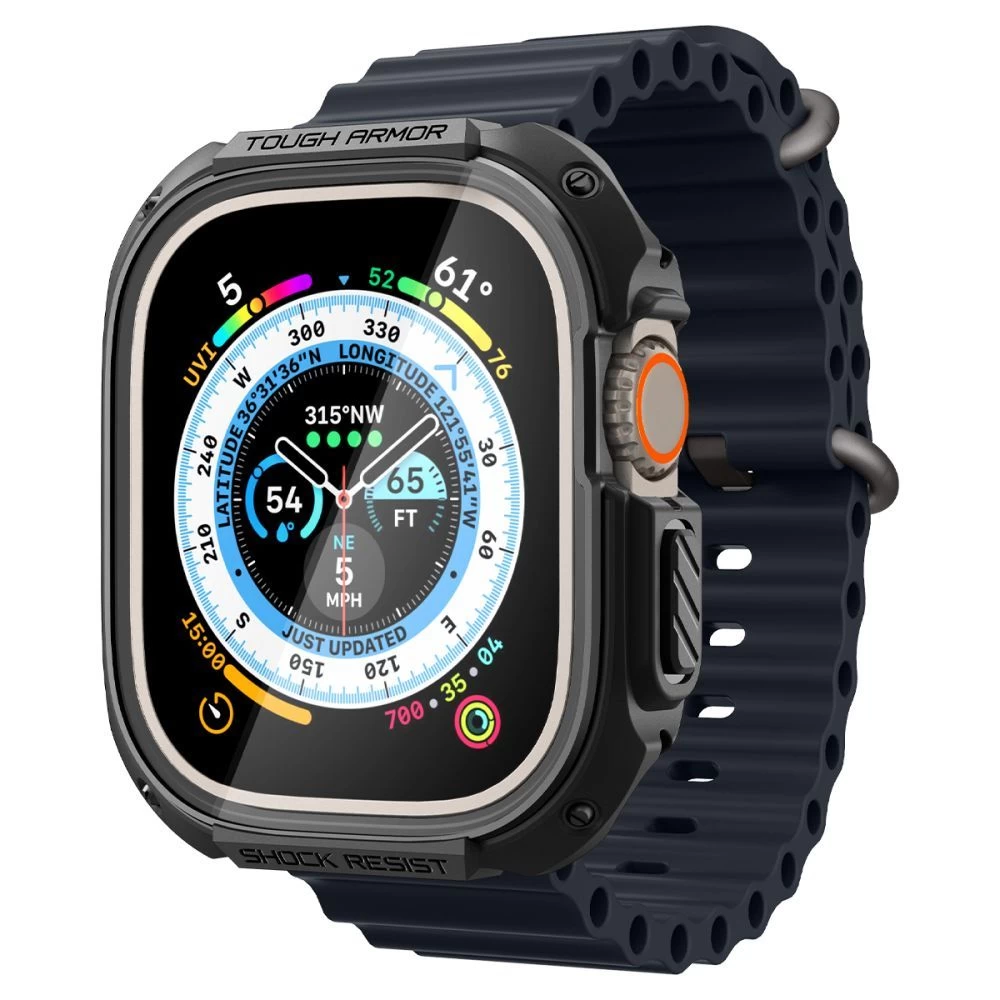 Apple Watch Ultra 4 Aizsargvāciņi un maciņi melns SPIGEN TOUGH ARMOR (49mm)