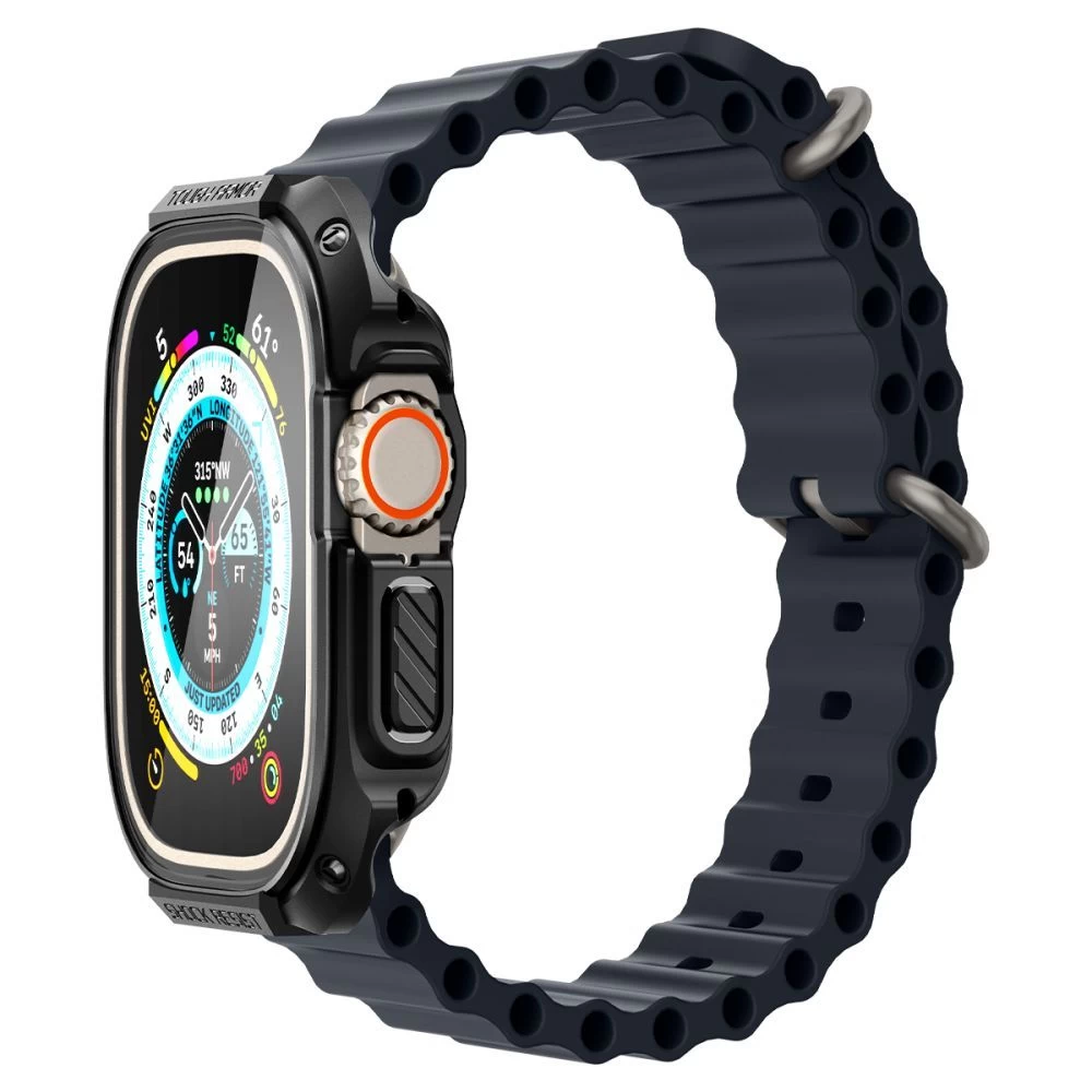 Apple Watch Ultra 4 Aizsargvāciņi un maciņi melns SPIGEN TOUGH ARMOR (49mm)