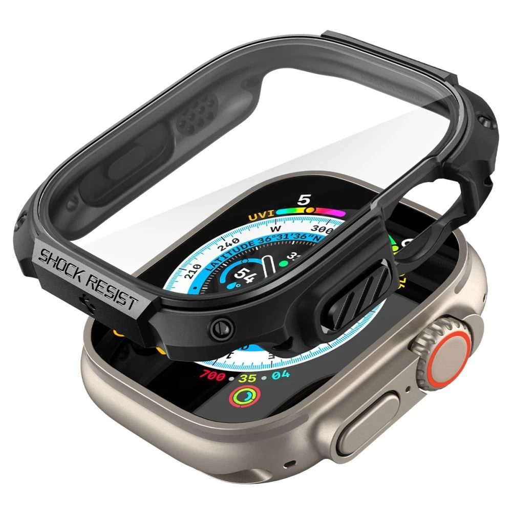 Apple Watch Ultra 4 Aizsargvāciņi un maciņi melns SPIGEN TOUGH ARMOR (49mm)