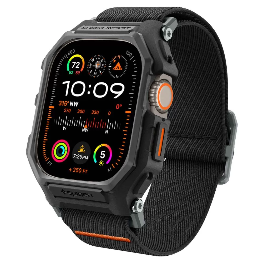 Apple Watch Ultra 4 Viedpulksteņu siksniņas melns SPIGEN LITE FIT ”PRO” (49 mm)