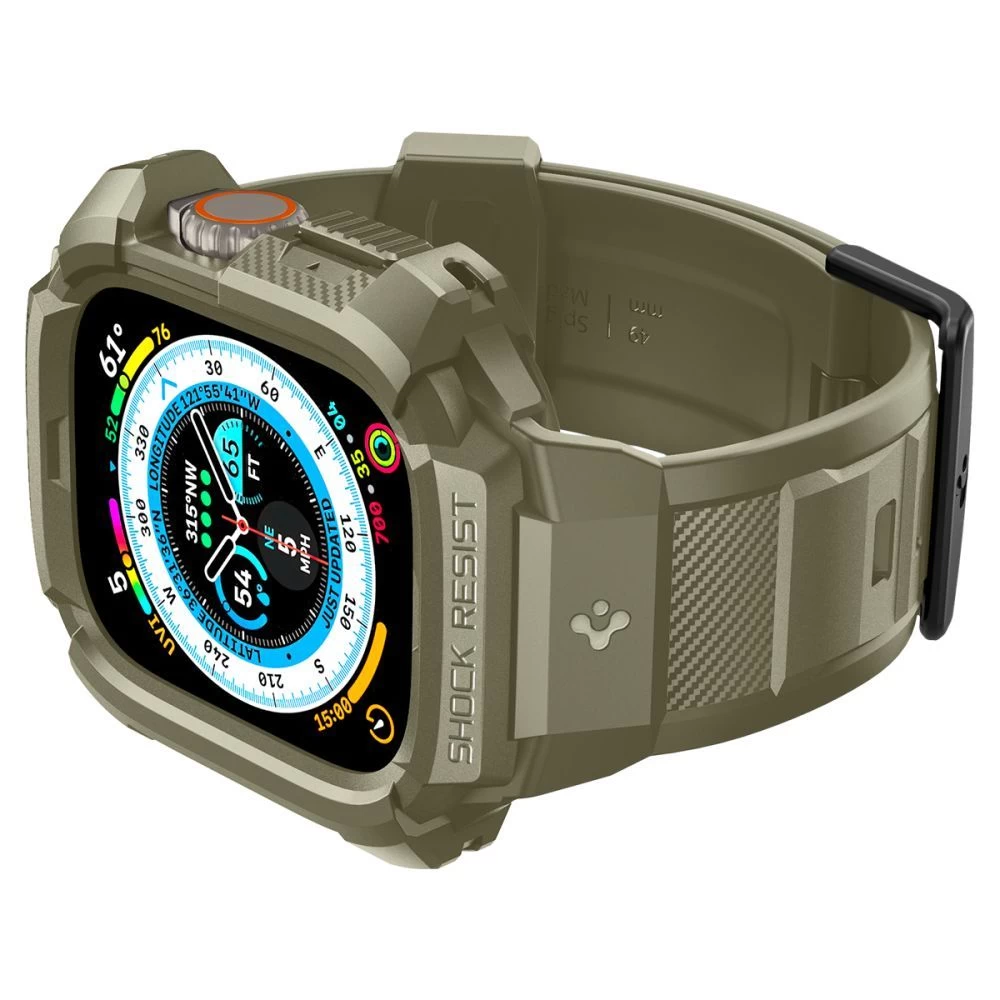 Apple Watch Ultra 4 Viedpulksteņu siksniņas zaļš SPIGEN RUGGED ARMOR ”PRO” (49 mm)