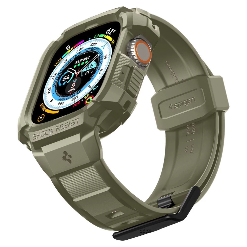 Apple Watch Ultra 4 Viedpulksteņu siksniņas zaļš SPIGEN RUGGED ARMOR ”PRO” (49 mm)