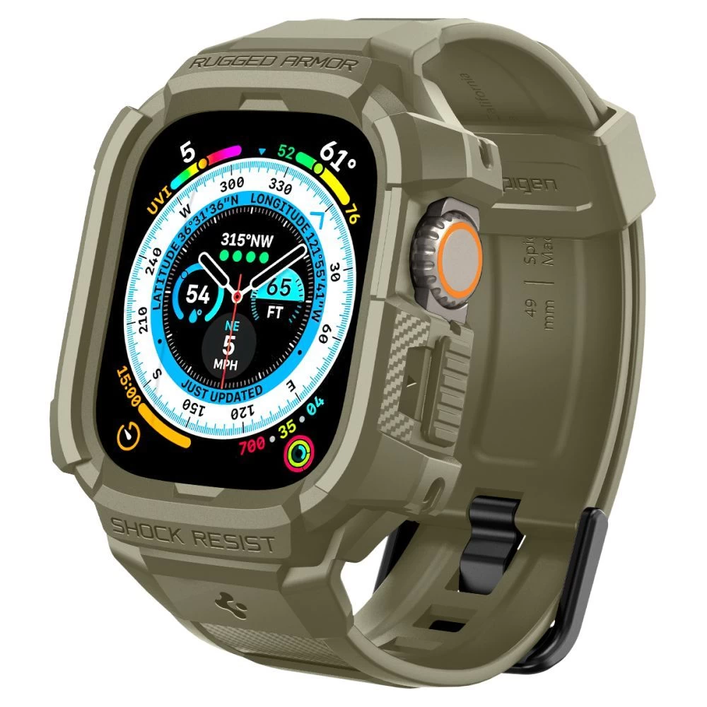 Apple Watch Ultra 4 Viedpulksteņu siksniņas zaļš SPIGEN RUGGED ARMOR ”PRO” (49 mm)