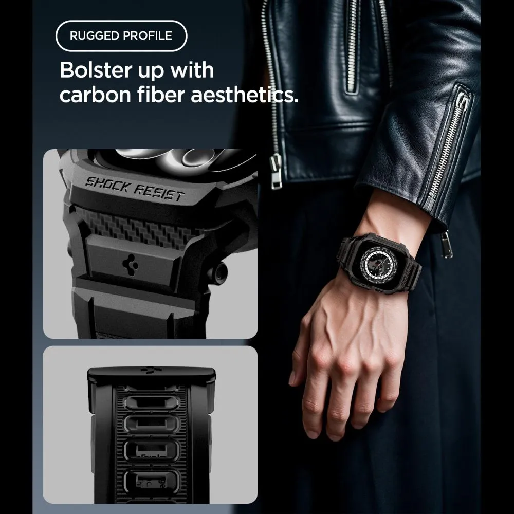 Apple Watch 12 Armband för smartklockor svart SPIGEN RUGGED ARMOR PRO (42 MM)