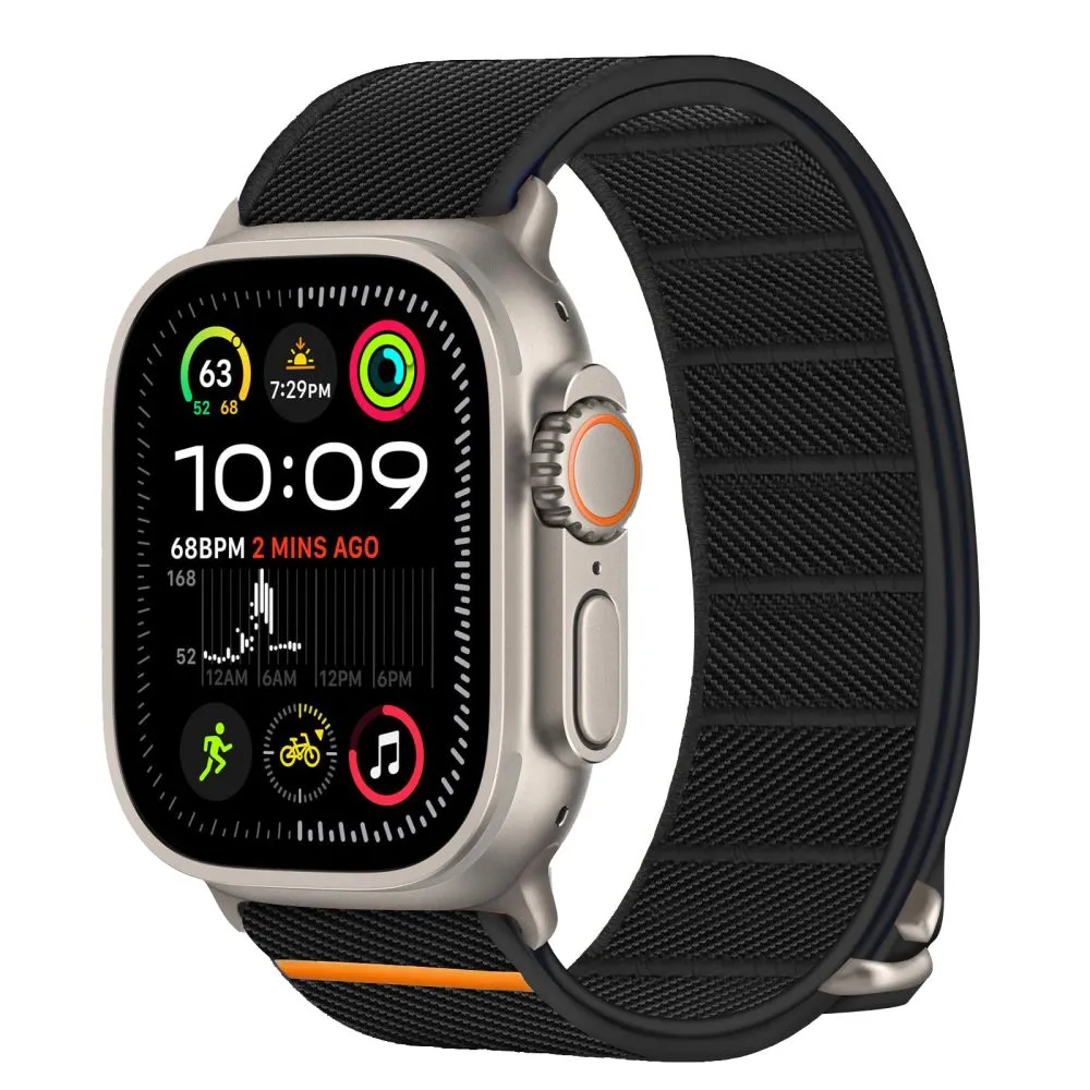 Apple Watch 12 Viedpulksteņu siksniņas melns TECH-PROTECT NYLON SLIP (44/45/46 MM)